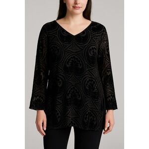 Vintage Neiman Marcus Exclusive Velvet Burnout Blouse Tunic Top Silk Blend‎ 1X